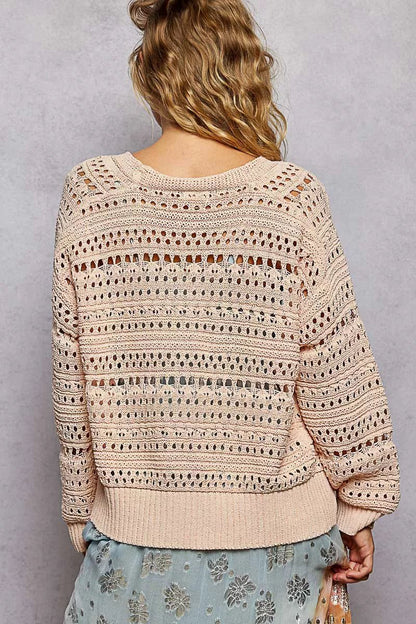 POL Open - Knit Floral Button Cardigan - Bitsy Gypsy Boutique
