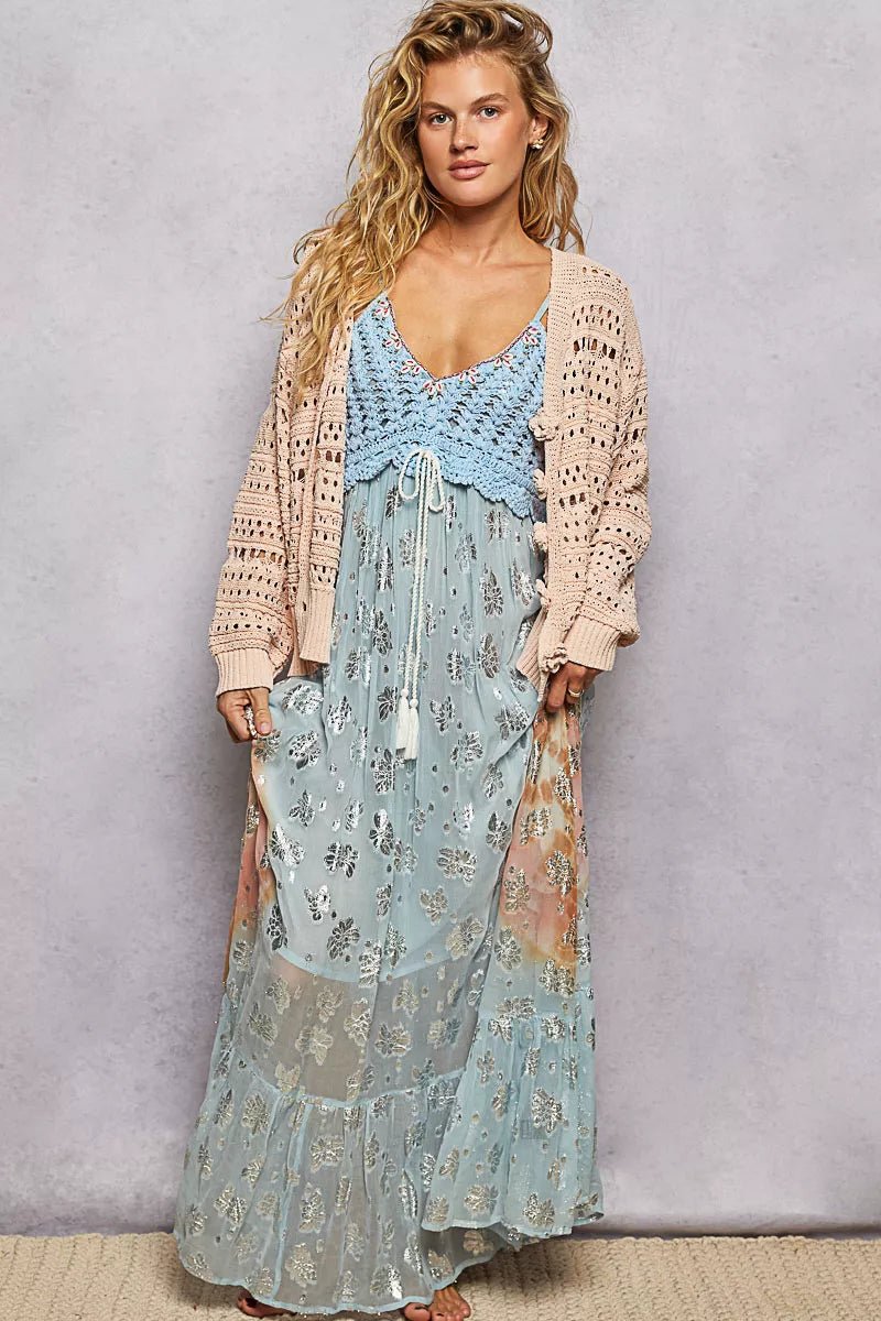POL Open - Knit Floral Button Cardigan - Bitsy Gypsy Boutique