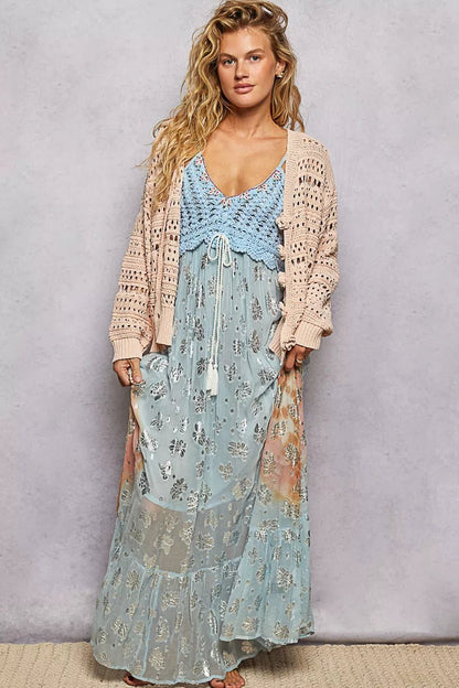 POL Open - Knit Floral Button Cardigan - Bitsy Gypsy Boutique