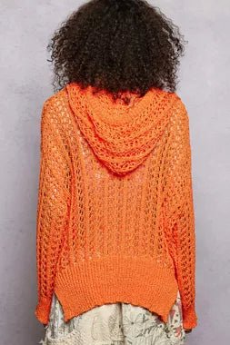 POL Openwork Round Neck High Low Knit Top - Bitsy Gypsy Boutique