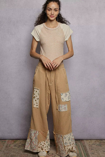 POL Outseam Detail Ribbed T-Shirt with Contrast Color Sleeves - Bitsy Gypsy Boutique