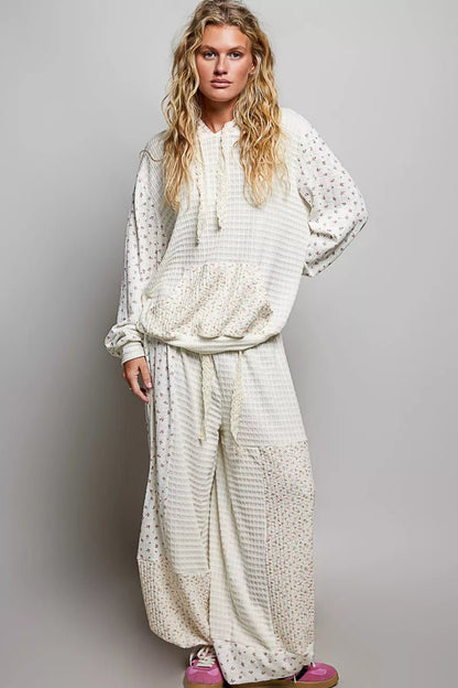 POL Patchwork Mixed Knit Wide Leg Pants - Bitsy Gypsy Boutique