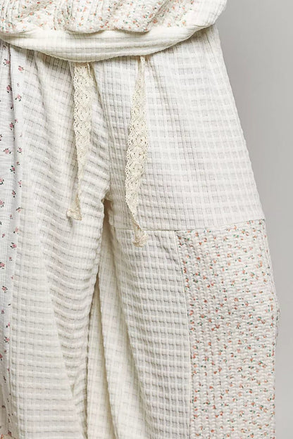 POL Patchwork Mixed Knit Wide Leg Pants - Bitsy Gypsy Boutique
