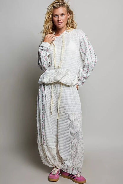 POL Patchwork Mixed Knit Wide Leg Pants - Bitsy Gypsy Boutique