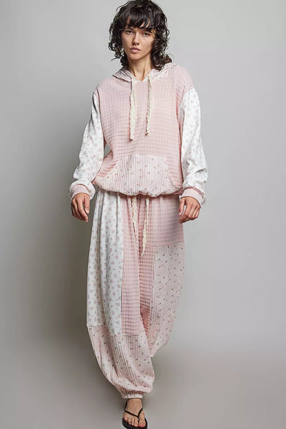 POL Patchwork Mixed Knit Wide Leg Pants - Bitsy Gypsy Boutique
