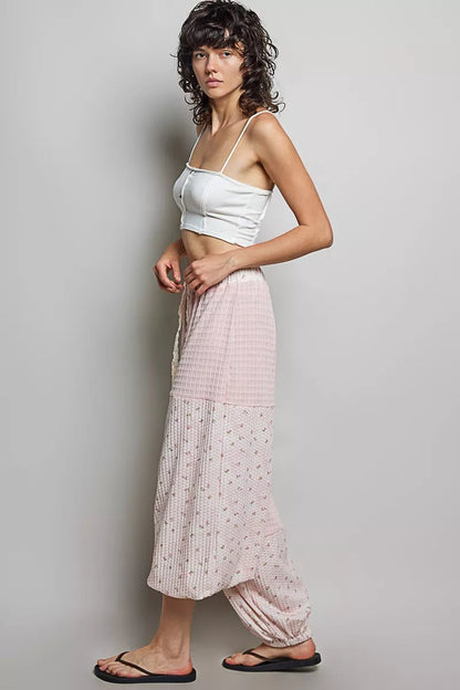 POL Patchwork Mixed Knit Wide Leg Pants - Bitsy Gypsy Boutique