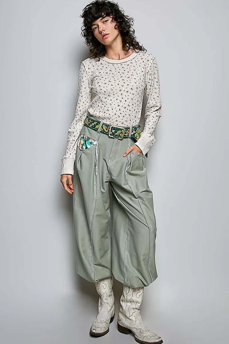 POL Ribbed Knit Floral Crew Neck Long Sleeve Top - Bitsy Gypsy Boutique