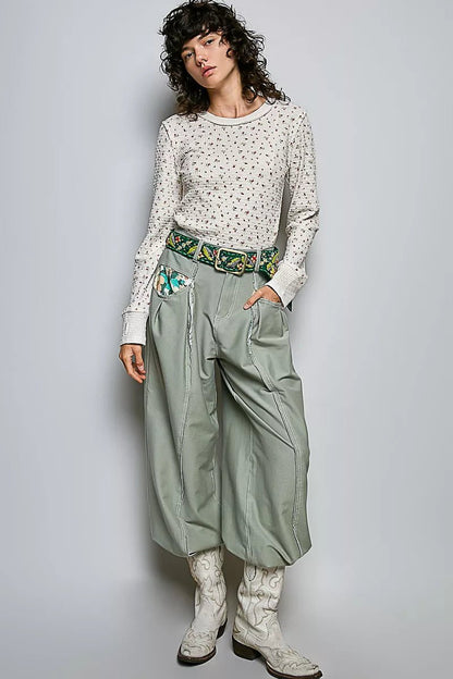 POL Ribbed Knit Floral Crew Neck Long Sleeve Top - Bitsy Gypsy Boutique