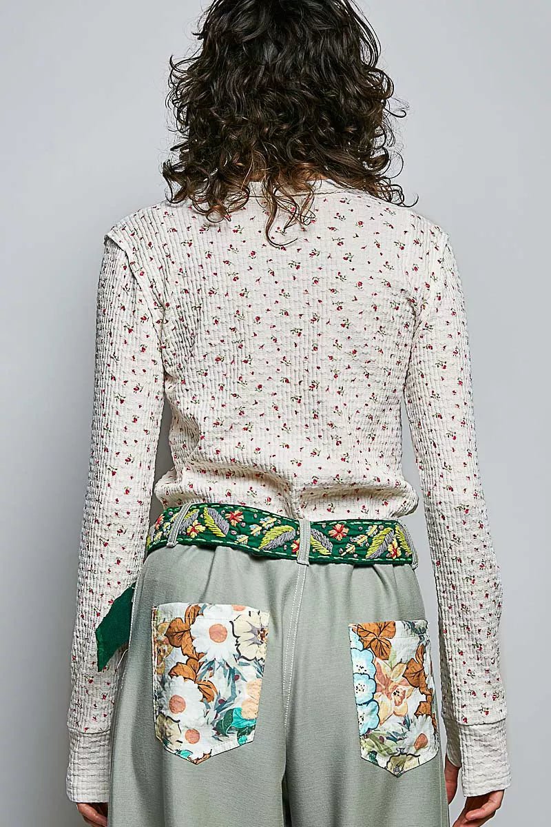 POL Ribbed Knit Floral Crew Neck Long Sleeve Top - Bitsy Gypsy Boutique