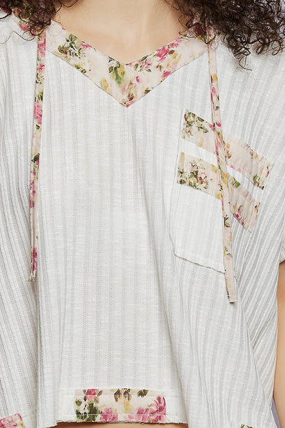 POL Short Sleeve Hooded Top with Back - Open Detail - Bitsy Gypsy Boutique