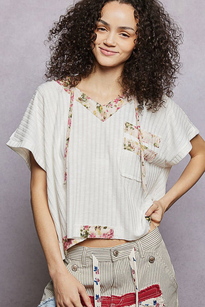 POL Short Sleeve Hooded Top with Back - Open Detail - Bitsy Gypsy Boutique