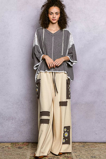 POL Short Sleeve Hoodie Top with Lace Detail - Bitsy Gypsy Boutique