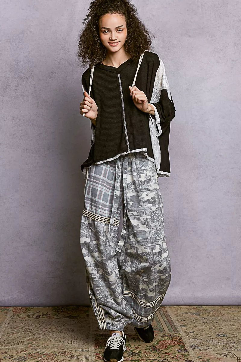 POL Short Sleeve Hoodie Top with Lace Detail - Bitsy Gypsy Boutique