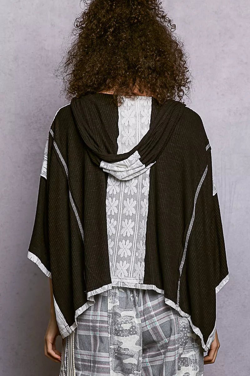 POL Short Sleeve Hoodie Top with Lace Detail - Bitsy Gypsy Boutique