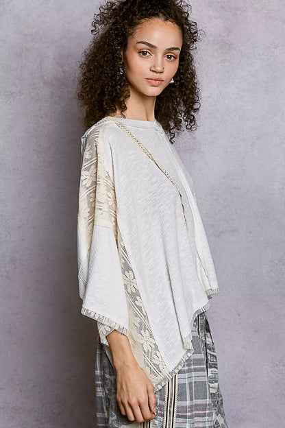 POL Short Sleeve Hoodie Top with Lace Detail - Bitsy Gypsy Boutique