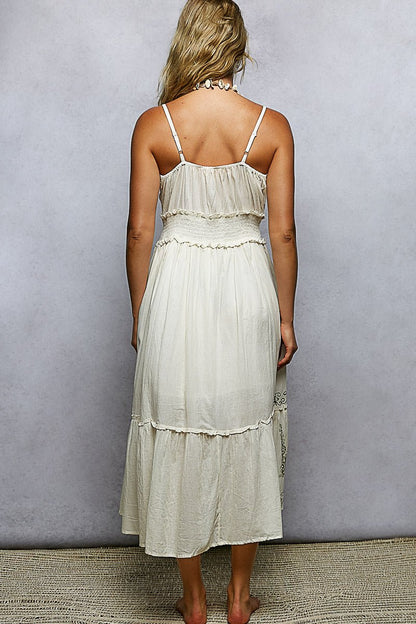 POL Smocked Waistband Floral Midi Cami Dress - Bitsy Gypsy Boutique