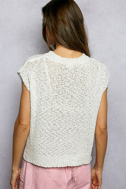 POL Star Round Neck Popcorn Knit Top - Bitsy Gypsy Boutique