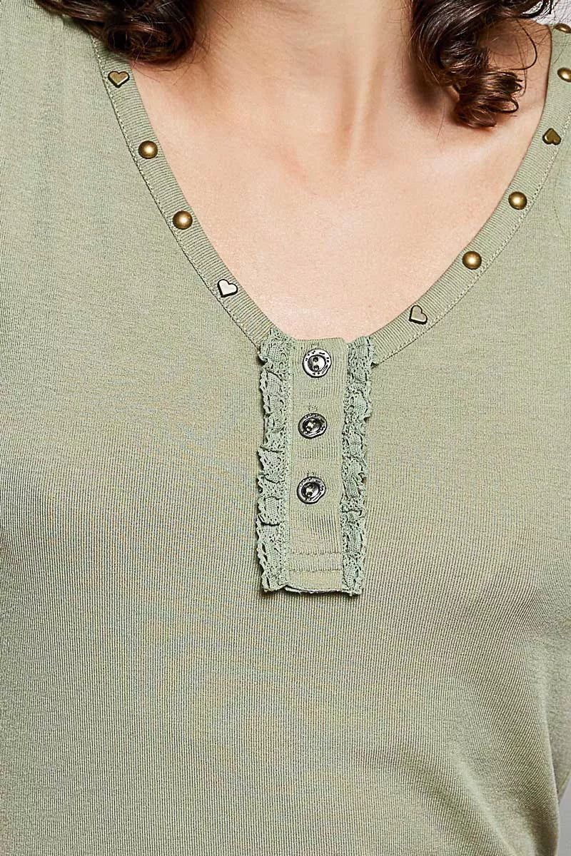 POL Studded Trim Button - Front Ruffle Detail Tank - Bitsy Gypsy Boutique