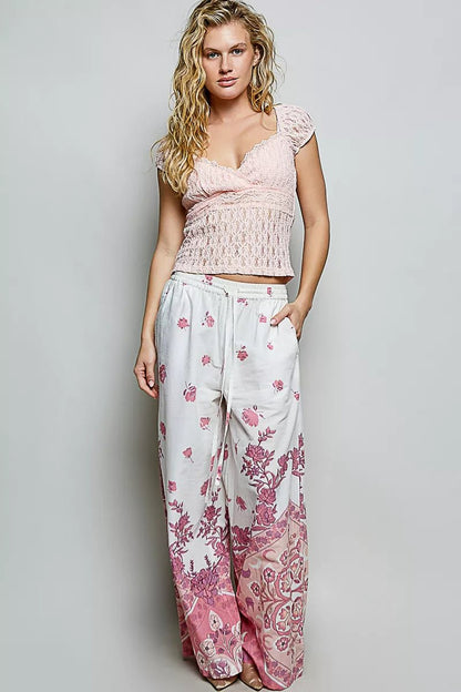 POL Sweetheart Neck Lace Short Sleeve Top - Bitsy Gypsy Boutique