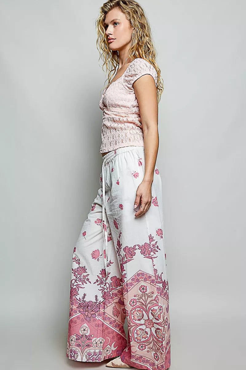 POL Sweetheart Neck Lace Short Sleeve Top - Bitsy Gypsy Boutique