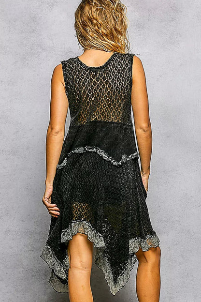 POL Texture Lace Ruffled Sleeveless Dress - Bitsy Gypsy Boutique