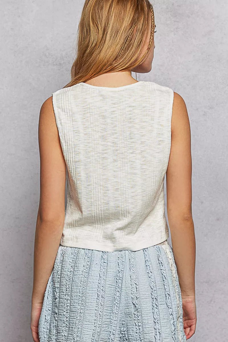 POL Textured Round Neck Cropped Tank - Bitsy Gypsy Boutique