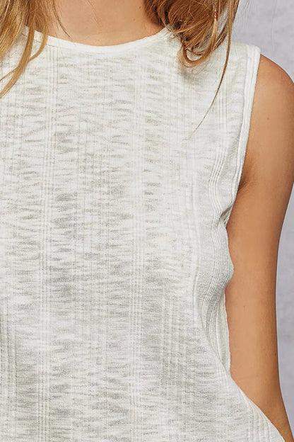POL Textured Round Neck Cropped Tank - Bitsy Gypsy Boutique