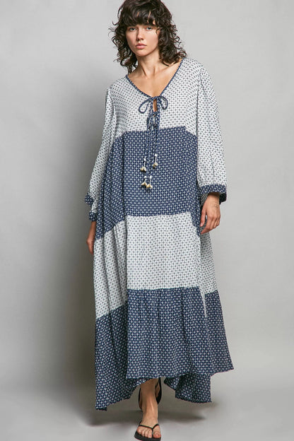 POL Tiered Boho Two - Tone Maxi Dress - Bitsy Gypsy Boutique