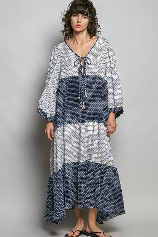 POL Tiered Boho Two - Tone Maxi Dress - Bitsy Gypsy Boutique