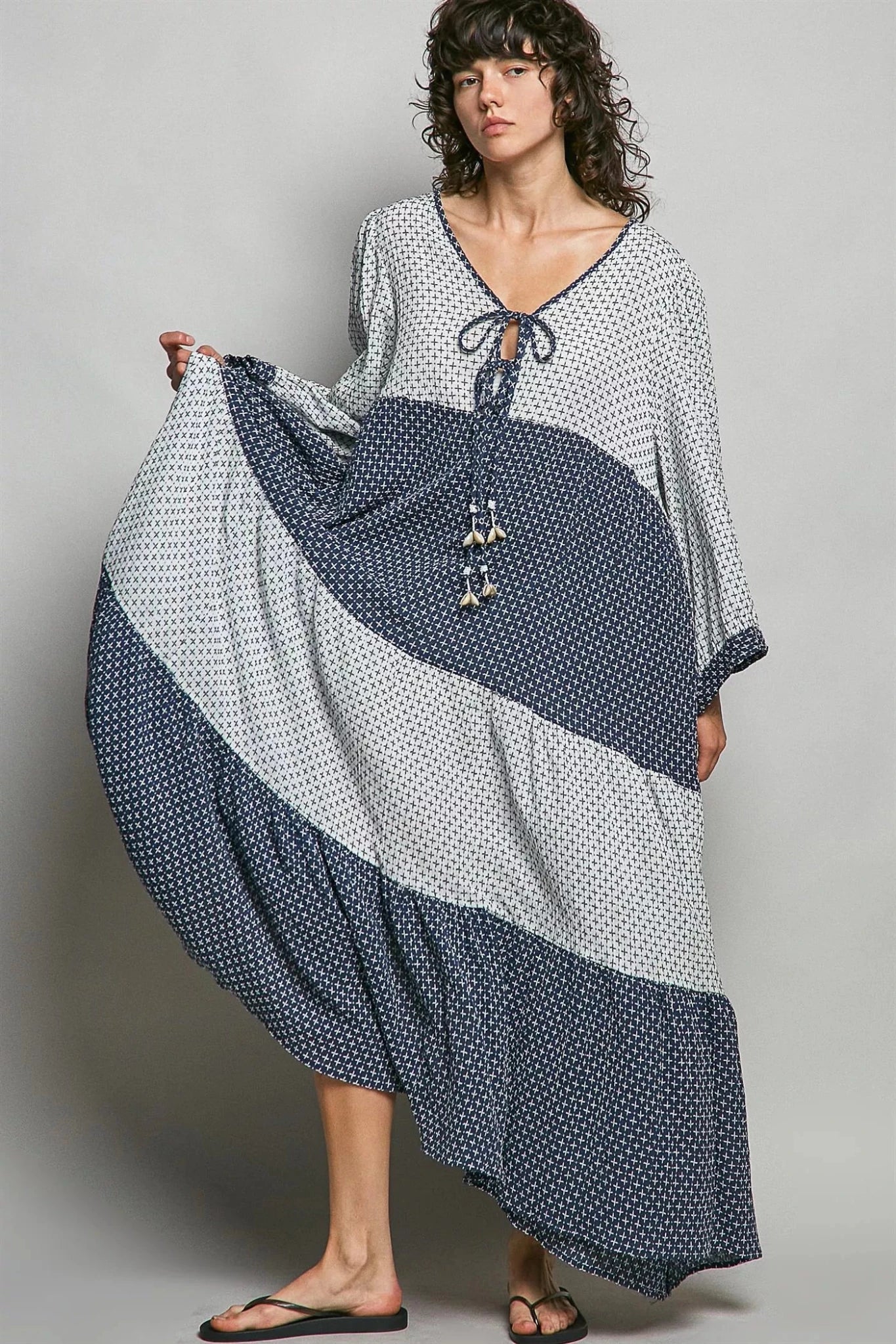 POL Tiered Boho Two - Tone Maxi Dress - Bitsy Gypsy Boutique