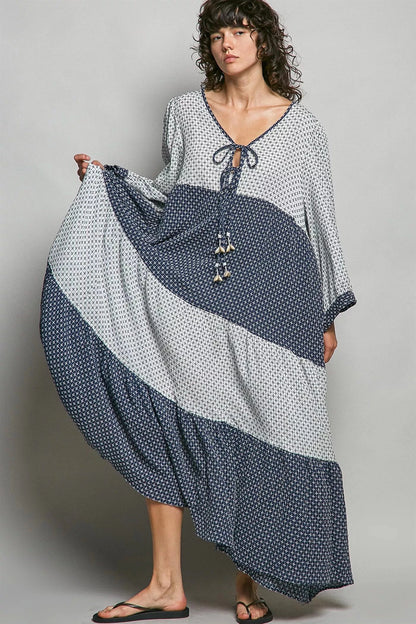 POL Tiered Boho Two - Tone Maxi Dress - Bitsy Gypsy Boutique