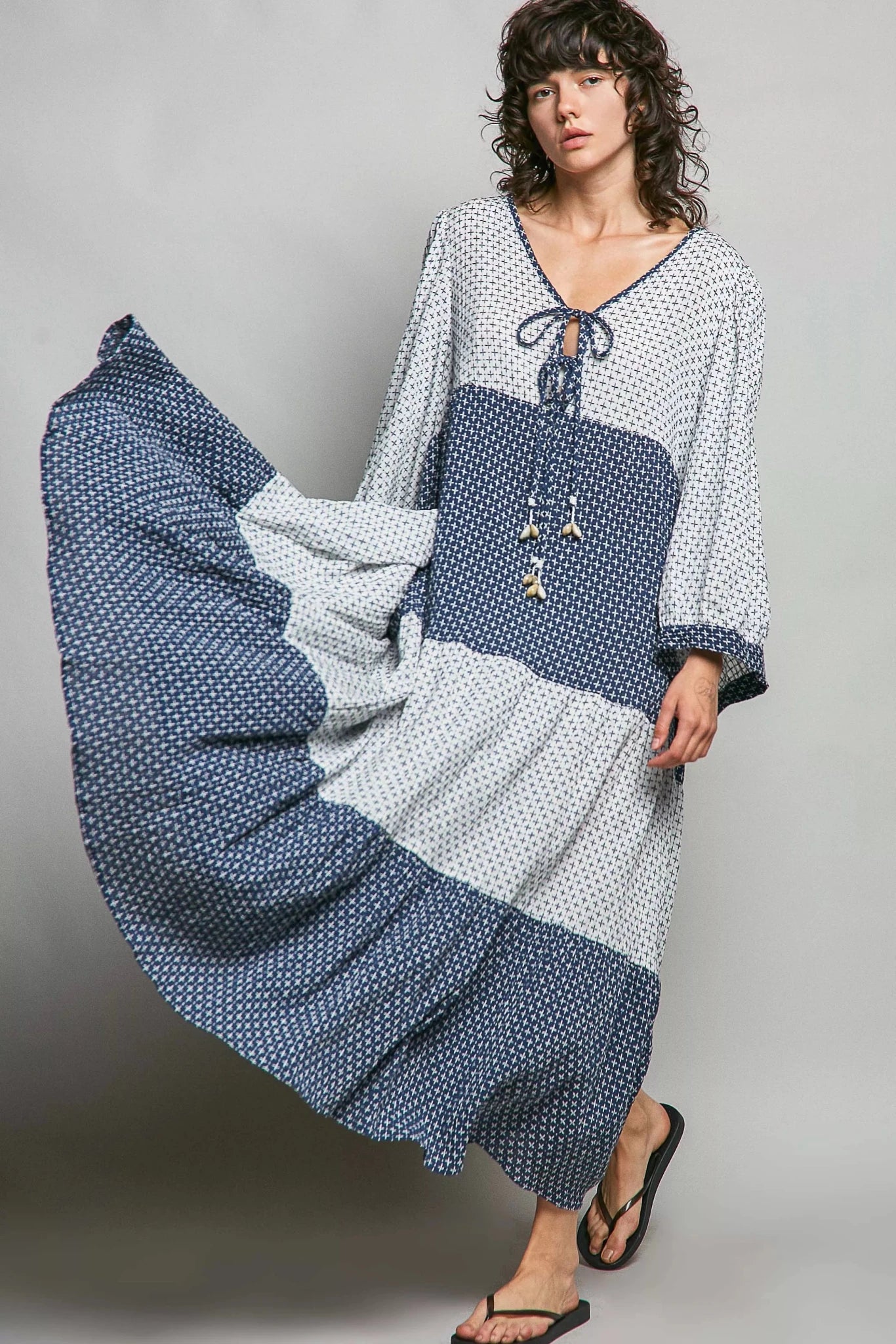 POL Tiered Boho Two - Tone Maxi Dress - Bitsy Gypsy Boutique