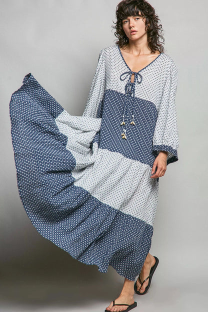 POL Tiered Boho Two - Tone Maxi Dress - Bitsy Gypsy Boutique