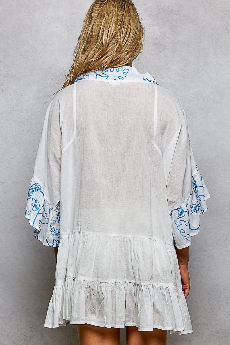 POL Tiered Ruffled Printed 3/4 Sleeve Mini Dress - Bitsy Gypsy Boutique