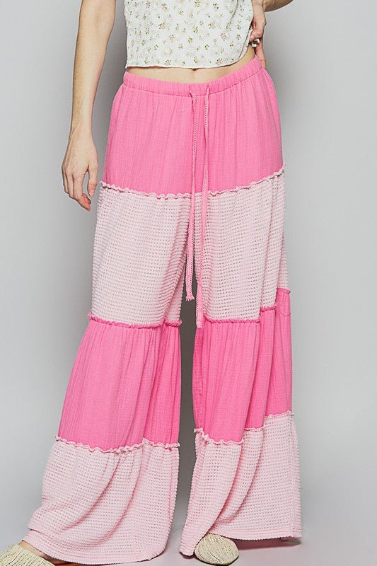 POL Two Tone Drawstring Wide Leg Pants - Bitsy Gypsy Boutique