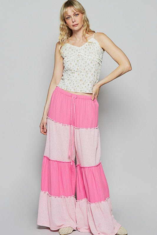 POL Two Tone Drawstring Wide Leg Pants - Bitsy Gypsy Boutique