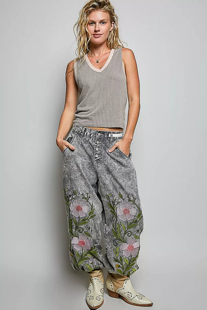 POL V - Neck Contrast Ribbed Sleeveless Tank - Bitsy Gypsy Boutique