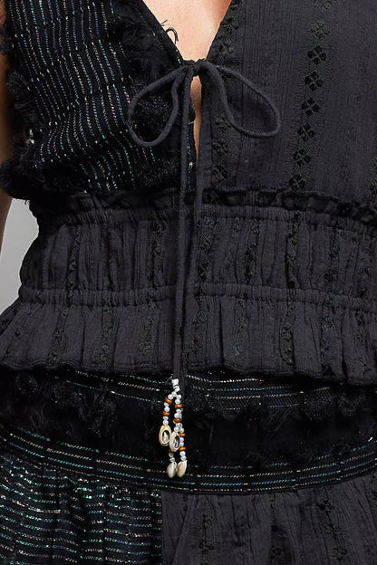 POL V - Neck Cotton Ruffled Crop Cami - Bitsy Gypsy Boutique