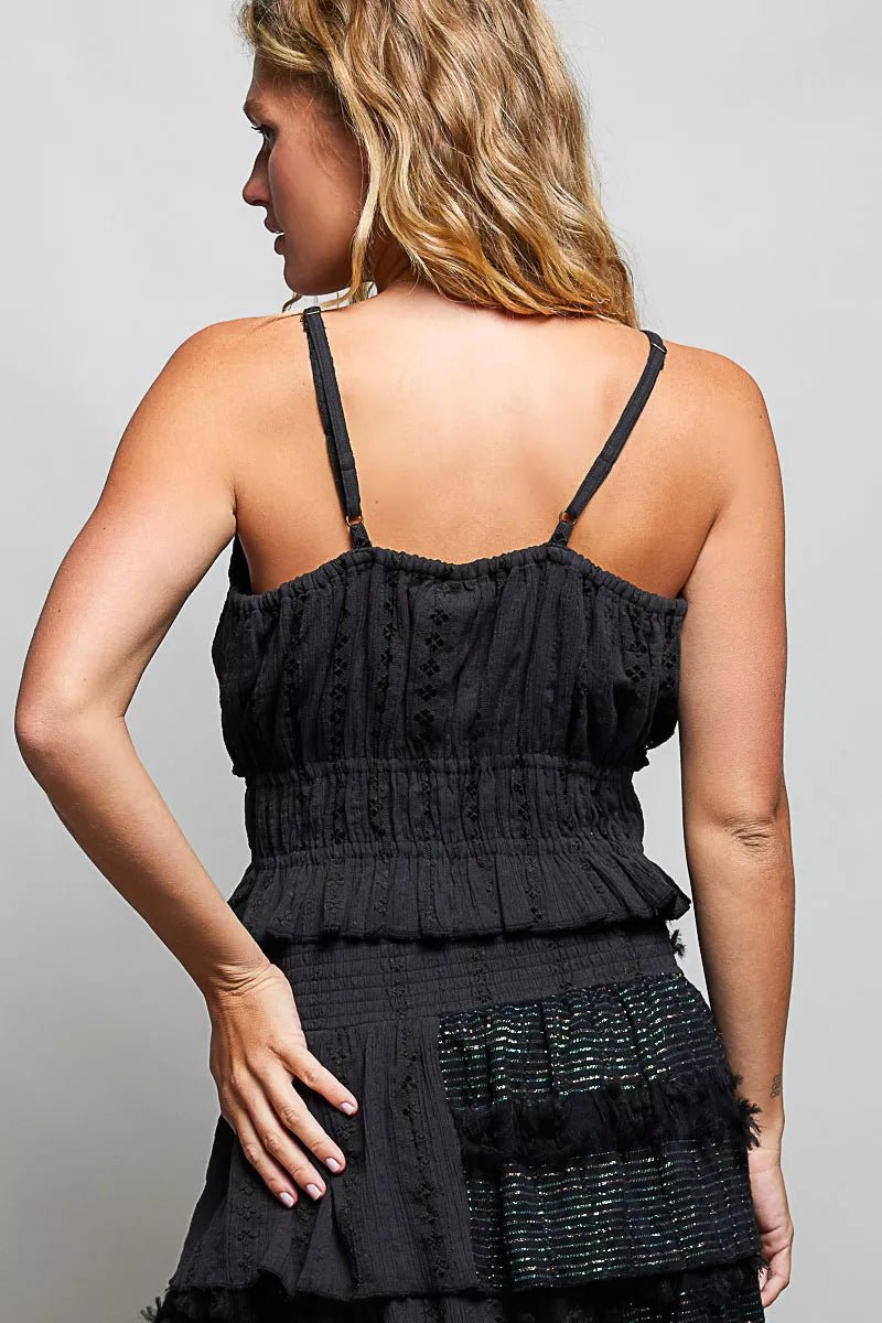 POL V - Neck Cotton Ruffled Crop Cami - Bitsy Gypsy Boutique