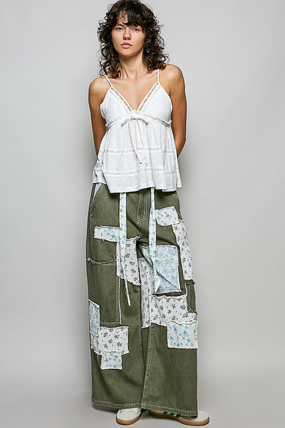 POL V - Neck Embroidered Trim Ruffled Cami - Bitsy Gypsy Boutique