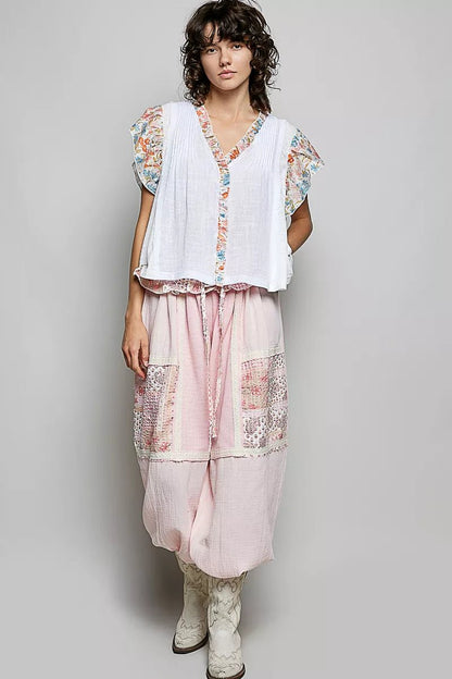 POL V - Neck Floral Ruffle Sleeve Blouse - Bitsy Gypsy Boutique