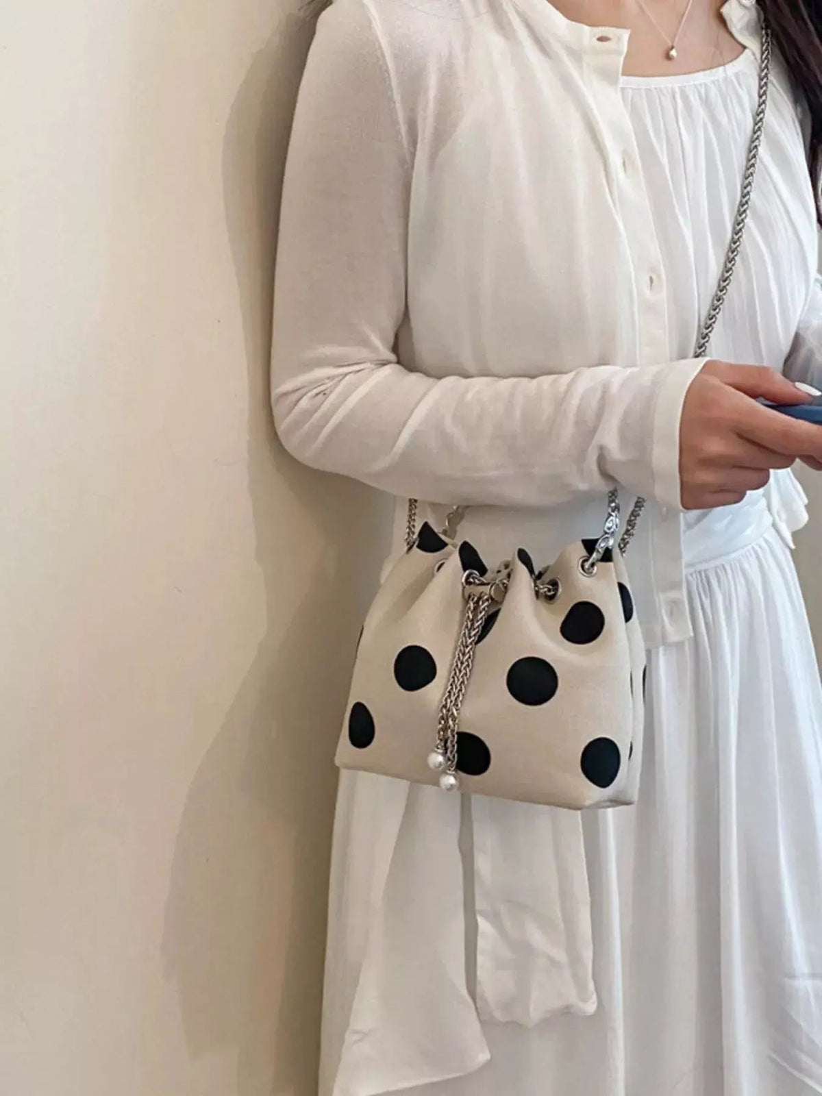 Polka Dot Bucket Crossbody Bag - Bitsy Gypsy Boutique