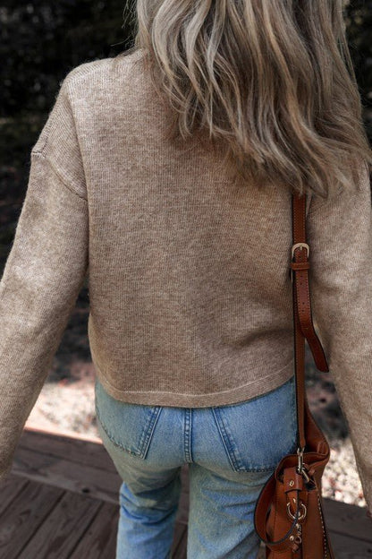 Polka Dot Drop Shoulder Sweater - Bitsy Gypsy Boutique