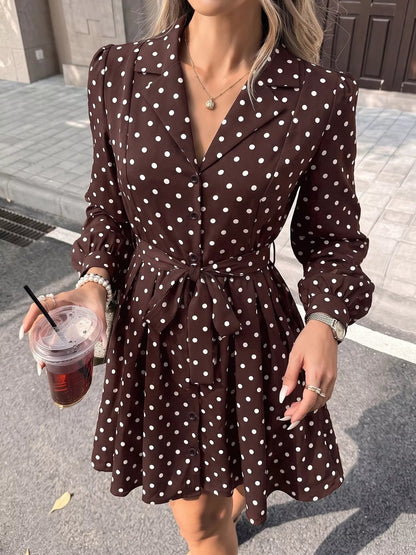 Polka Dot Long Sleeve Shirt Dress - Bitsy Gypsy Boutique