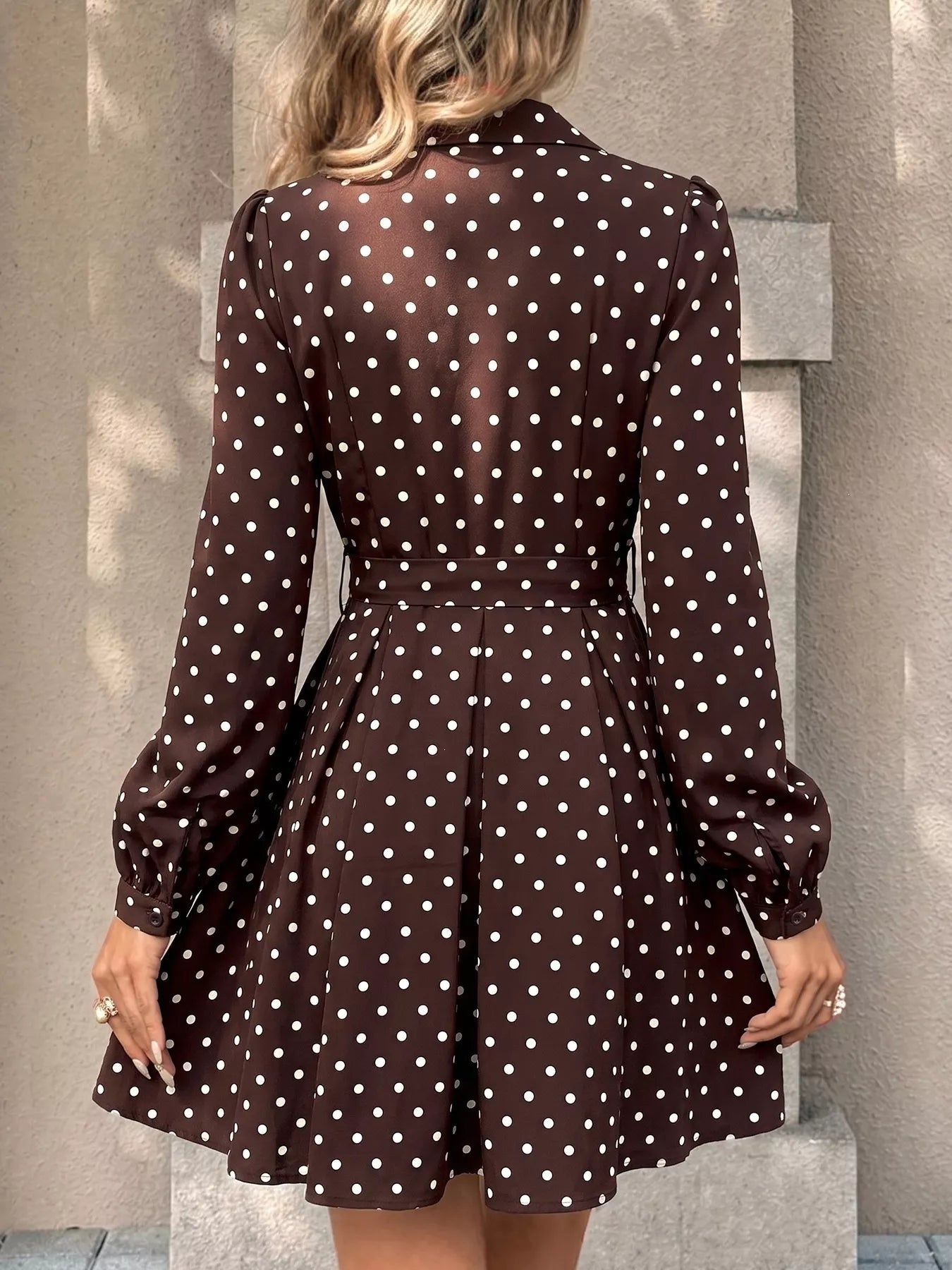 Polka Dot Long Sleeve Shirt Dress - Bitsy Gypsy Boutique