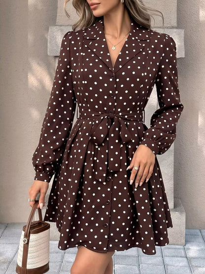 Polka Dot Long Sleeve Shirt Dress - Bitsy Gypsy Boutique