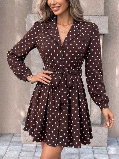 Polka Dot Long Sleeve Shirt Dress - Bitsy Gypsy Boutique