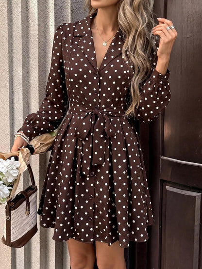 Polka Dot Long Sleeve Shirt Dress - Bitsy Gypsy Boutique