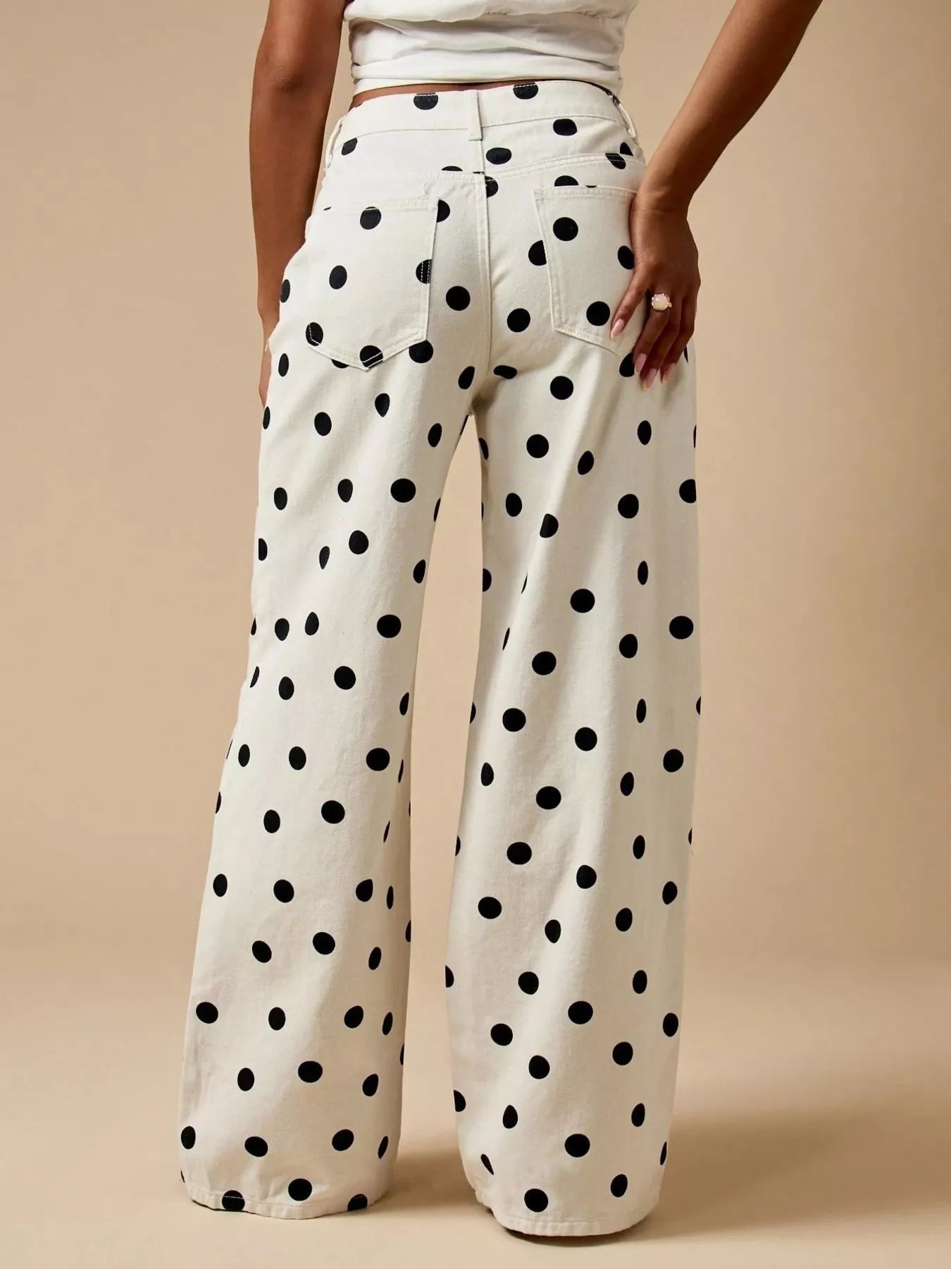 Polka Dot Wide-Leg Jeans - Bitsy Gypsy Boutique