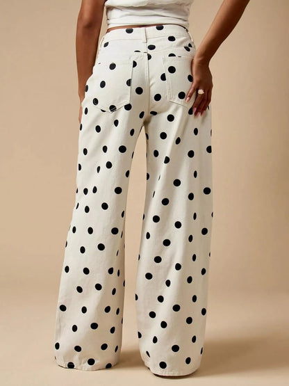Polka Dot Wide-Leg Jeans - Bitsy Gypsy Boutique